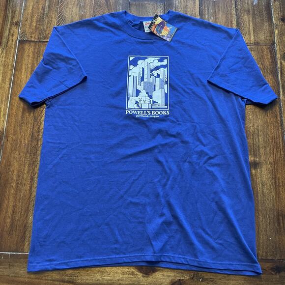 Powell's Books Shirt Mens XL Blue Portland Oregon Bookstore Graphic Tee New - Picture 2 of 8